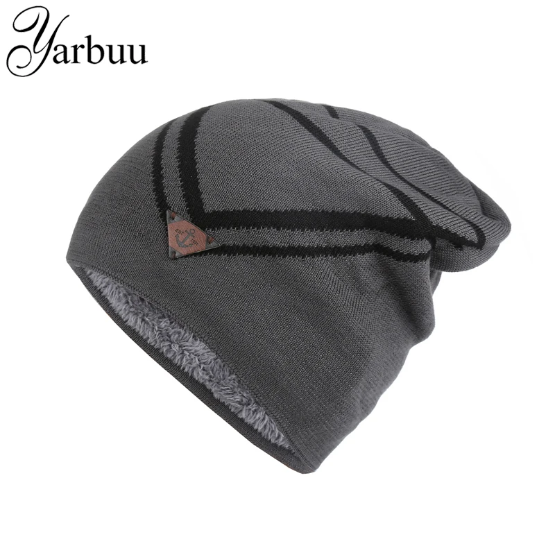 [YARBUU] Knitted hat 2016 winter hat for men ship's anchor Head cap Freezing cold winter warm caps new fashion high quality