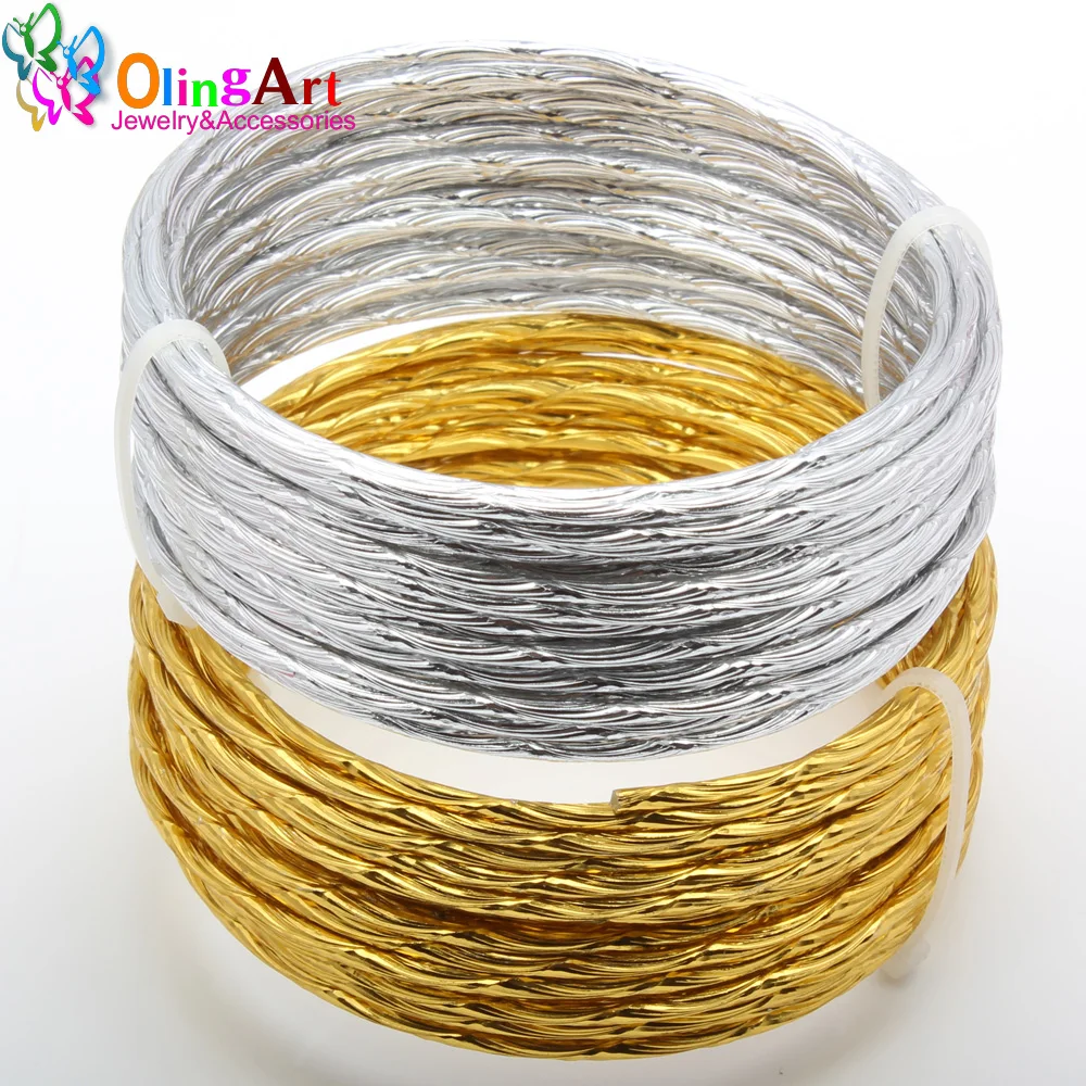 OLINGART 5M/lot 2.0mm Pattern Aluminum wire gold / silver soft craft versatile New metal wire DIY Handmade jewelry making