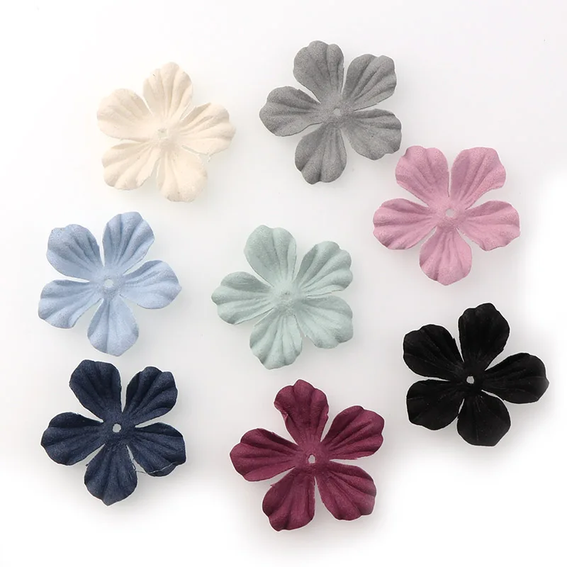 30pc Small Exquisite Leather Flowers Handmade Artificial Flower Head Wedding Decoration DIY Scrapbooking Craft Fake Flower