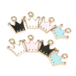 10*11mm 10-12pcs/bag Zinc Alloy Metal Drop Oil Enamel Crown Charms Pendant for DIY Earring Bracelet Necklace Jewelry Making