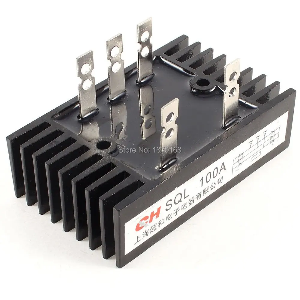 SQL-100A type 3 phase diode Heatsink bridge rectifier, 100A 1600 V