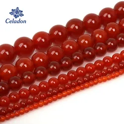 3/4/6/8/10/12mm TOP Quality Red Agates Stone Beads Round Carnelian Loose Beads for DIY Bracelet Necklace Jewelry Making