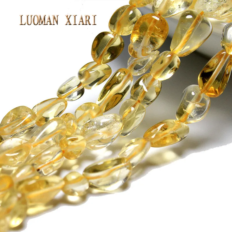 Irregular Straight Hole Natural Citrines Yellow Crystal Stone Beads For Jewelry Making 5-8 mm DIY Bracelet Necklace Strand 15\'\'