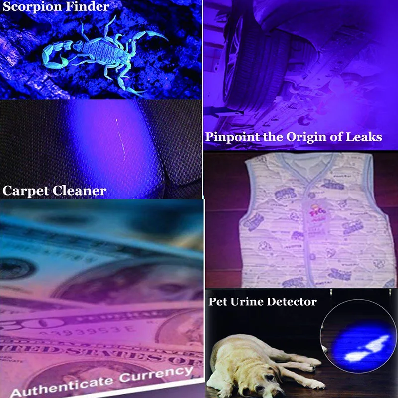 100 LED UV Blacklight Flashlight Super Bright 10 W 395 nm Violet Ultra Hand Lamp UV Torch Light For Money ,Bed Bugs, Scorpions