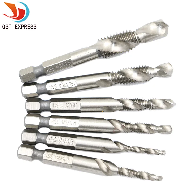 Submarine express 1PC SM3-M10 composite tap drill bit thread spirals crew tap 1/4 \'\' hex 4341 HSS