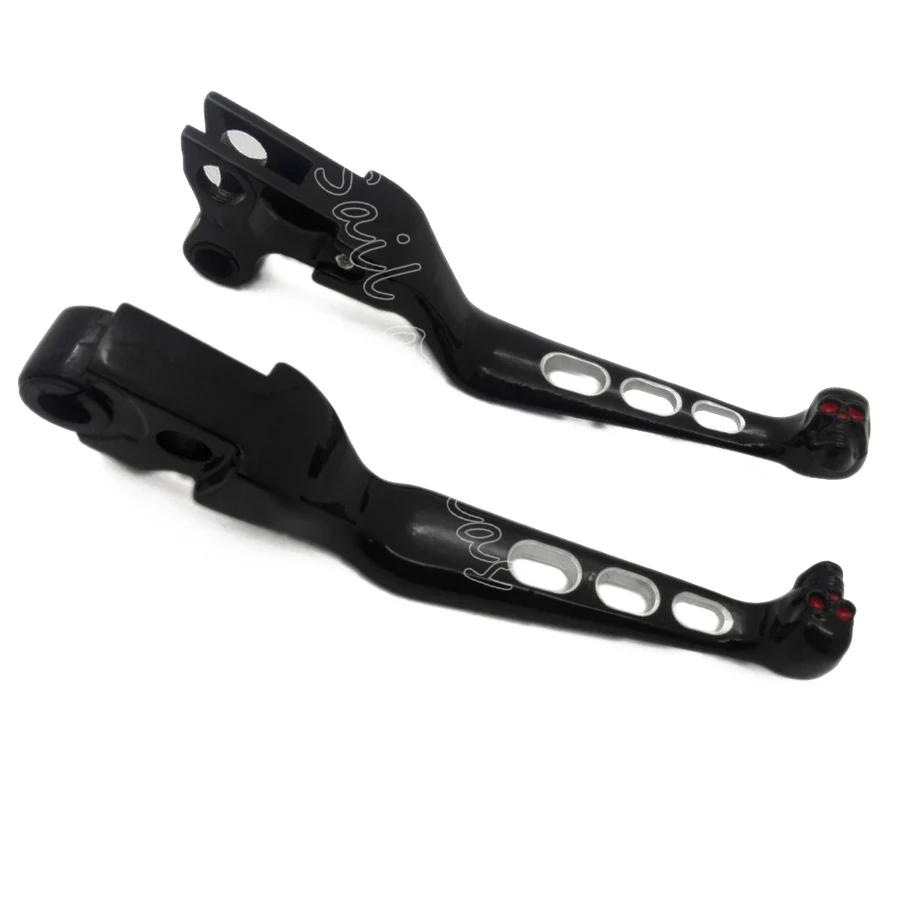 1pair Black Aluminum Skull Brake Clutch Lever Handlebar For Harley Sportster Softail Night Train Fatboy Electra Glide Custom