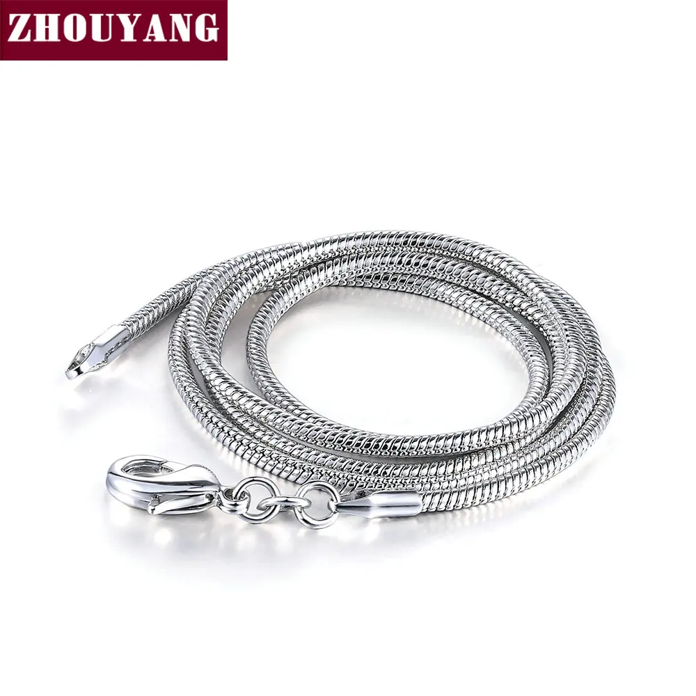 ZHOUYANG 1mm - 2mm 16-32 inch Silver Color Snake Necklace Chain Factory Price Top Quality C008 C010