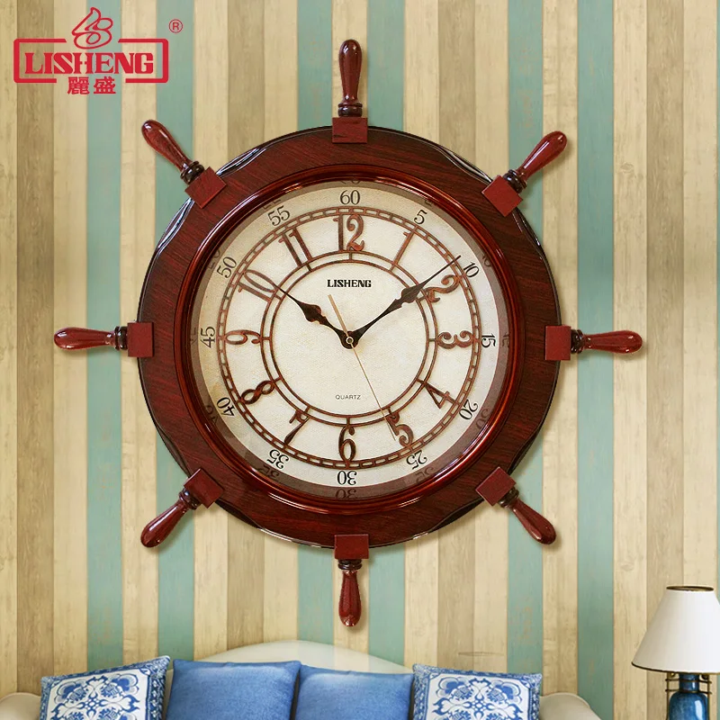 Mediterranean Rudder Wall Clock Modern Silent Living Room Wall Hanging Clock Personality Creative Children's Room Wall Clocks