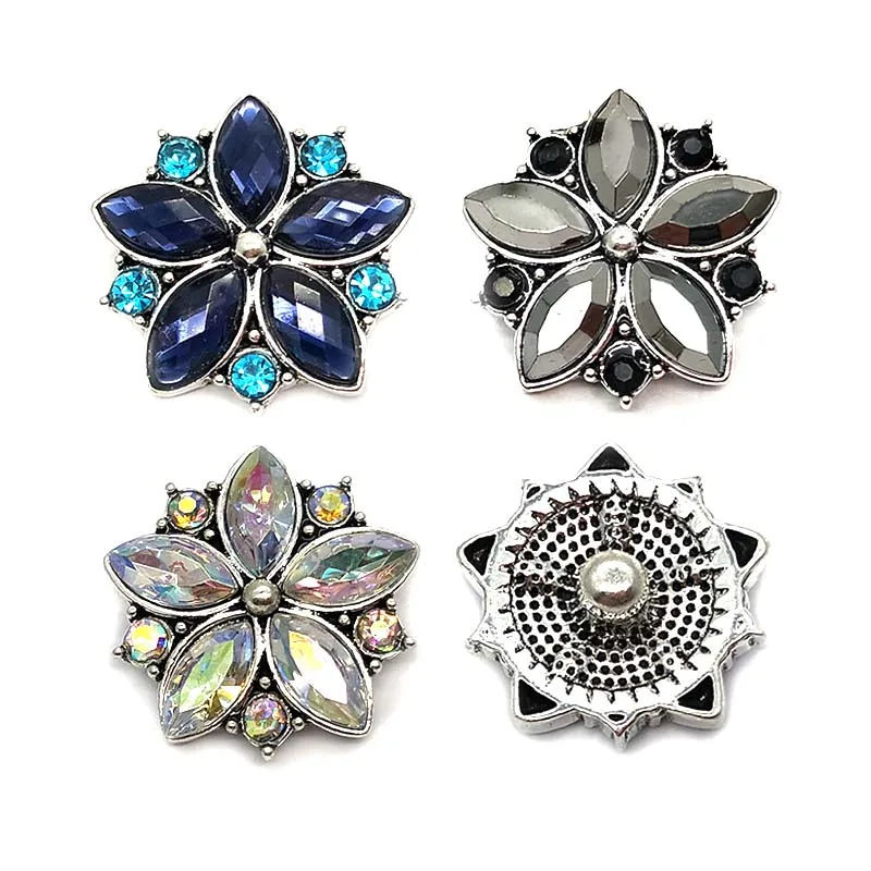 

Wholesale w355 flower 3D 18mm 20mm metal snap button for Bracelet Necklace Interchangeable Jewelry Women accessorie findings