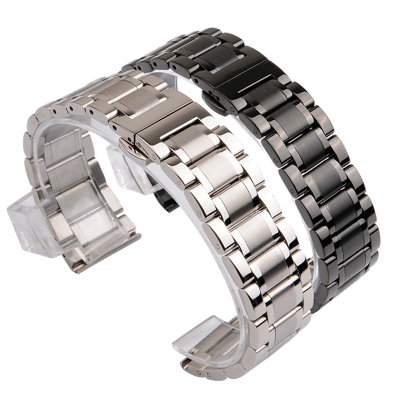 14mm 18mm 19mm 20mm 22mm 24mm 316L Stainless Steel Watch Strap Men\'s Women\'s Wrist Metal Watch Wracelets Golden Rose Gold Black