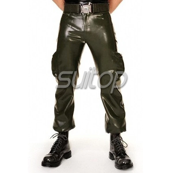 Suitop latex uniform pants for men