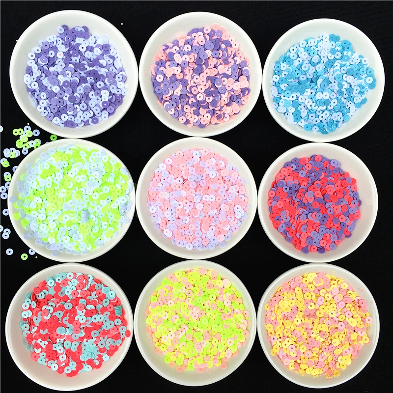 500g/pack 4mm Flat Round Loose Solid Colors Sequin Pvc Paillettes Sewing Wedding Craft for Women Garment Accessories Sequin Trim