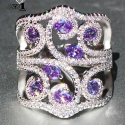 YaYI Jewelry Bohemia Natural Amethyst  Moissanite Gemstones Zircon Silver Color Engagement Wedding Precious Rings