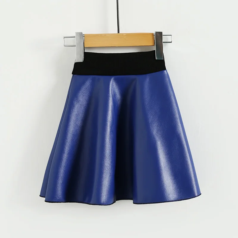 Girls Skirts New Fashion PU Leather 2-7 Year jupe Elastic Waist Girl Tutu Skirt Autumn Black Kids Short Skirt Children Clothes