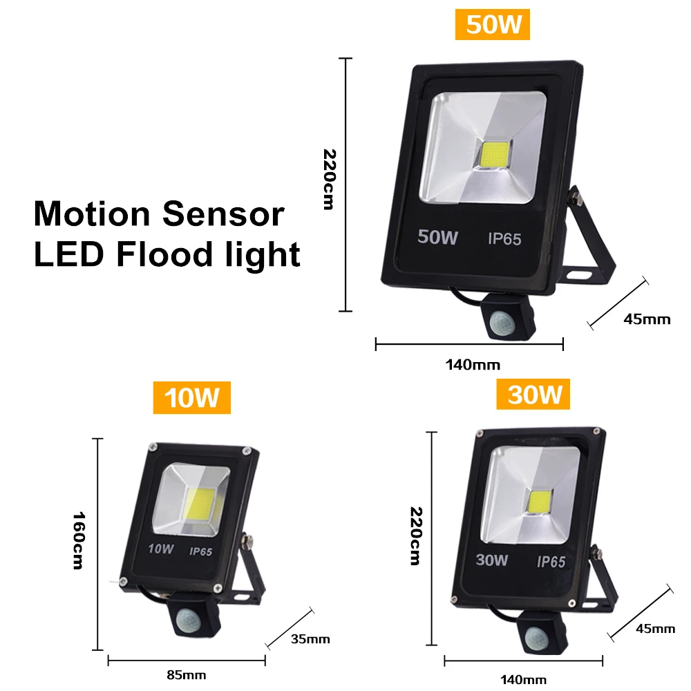 Motion Sensor LED FloodLight 220V 50W 30W 10W Outdoor Lighting Waterproof IP65 Reflector Led Flood Light Spotlight Exterieur