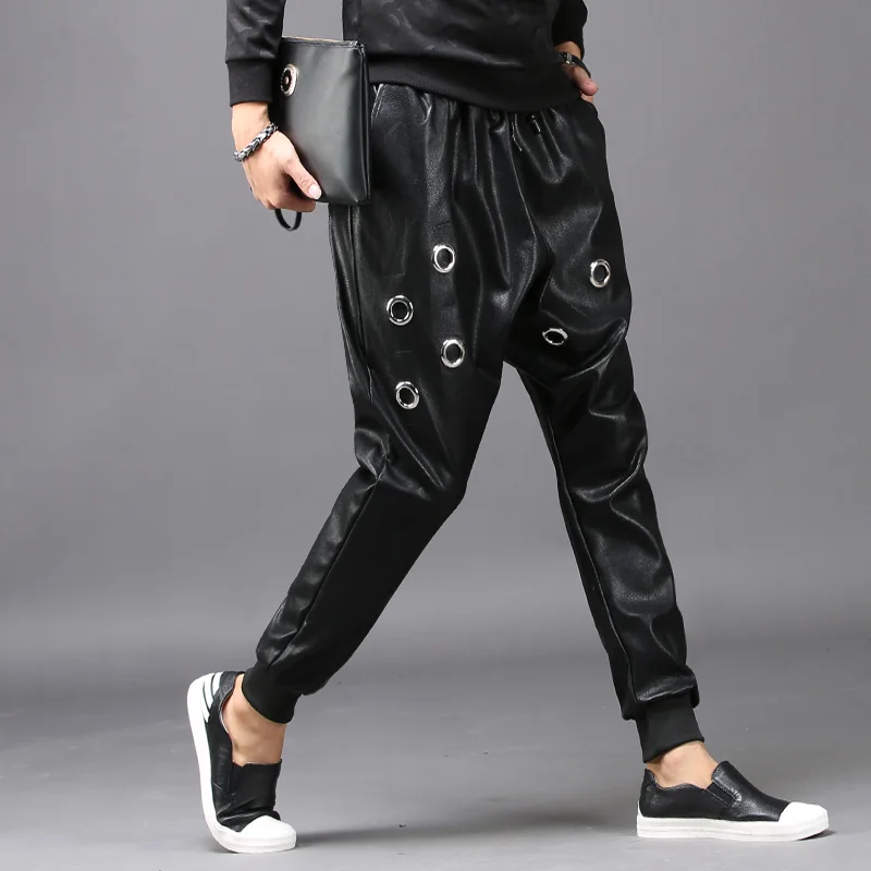 

27-46 New 2024 Men Clothing GD Hair Stylist Fashion Leisure Locomotive Punk Leather Harem Pants Plus Size Costumes