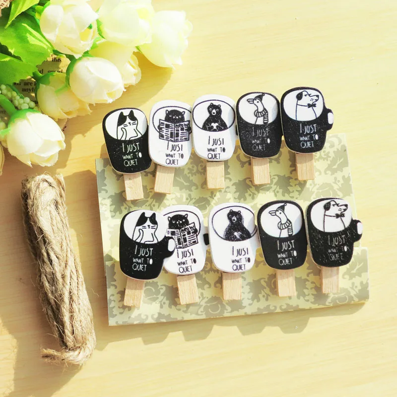 10 pcs 35x7mm DIY Mooie Houten Wasknijpers Wasknijper Clips Office Party Decoratie Accessoires Foto Opknoping Pinnen multifunctionele