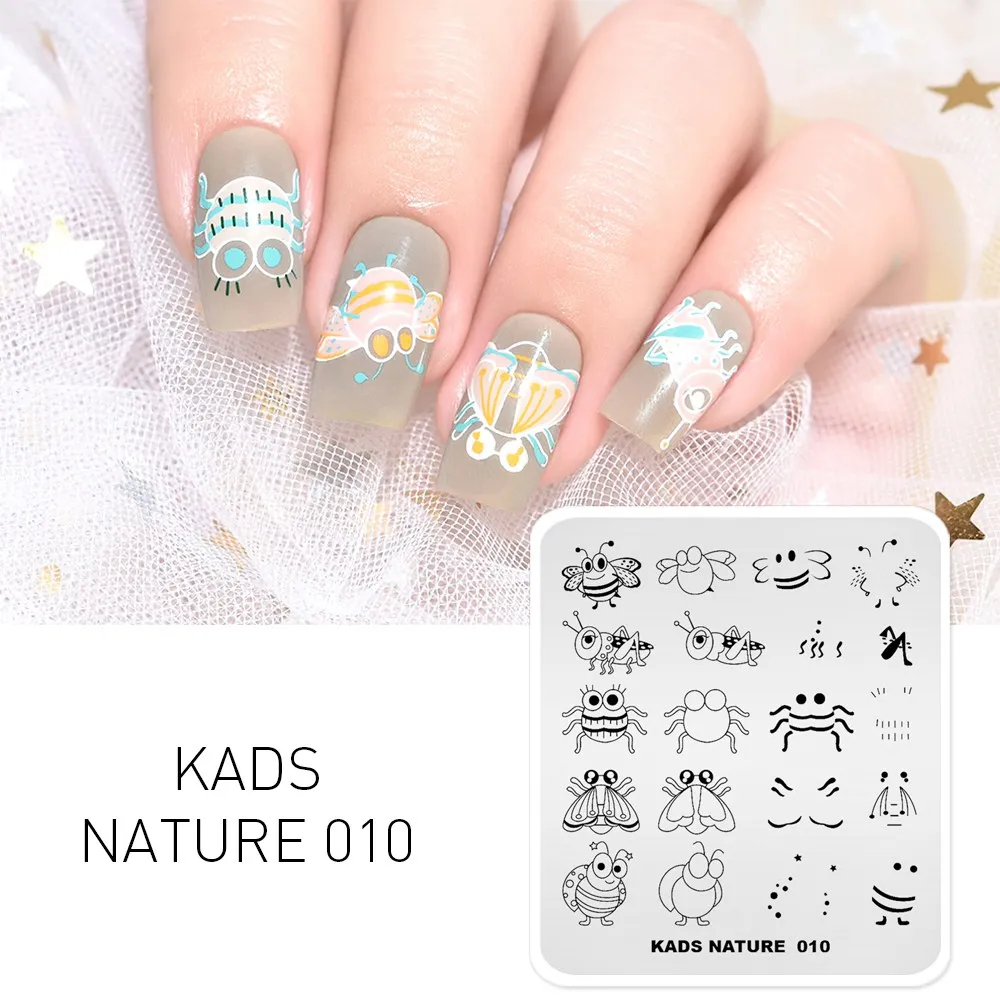 KADS Nature 010 Nail Stamping Plates Bee Spider Insect Designs Nail Art Stamp Template Image Plate DIY Manicure Tools