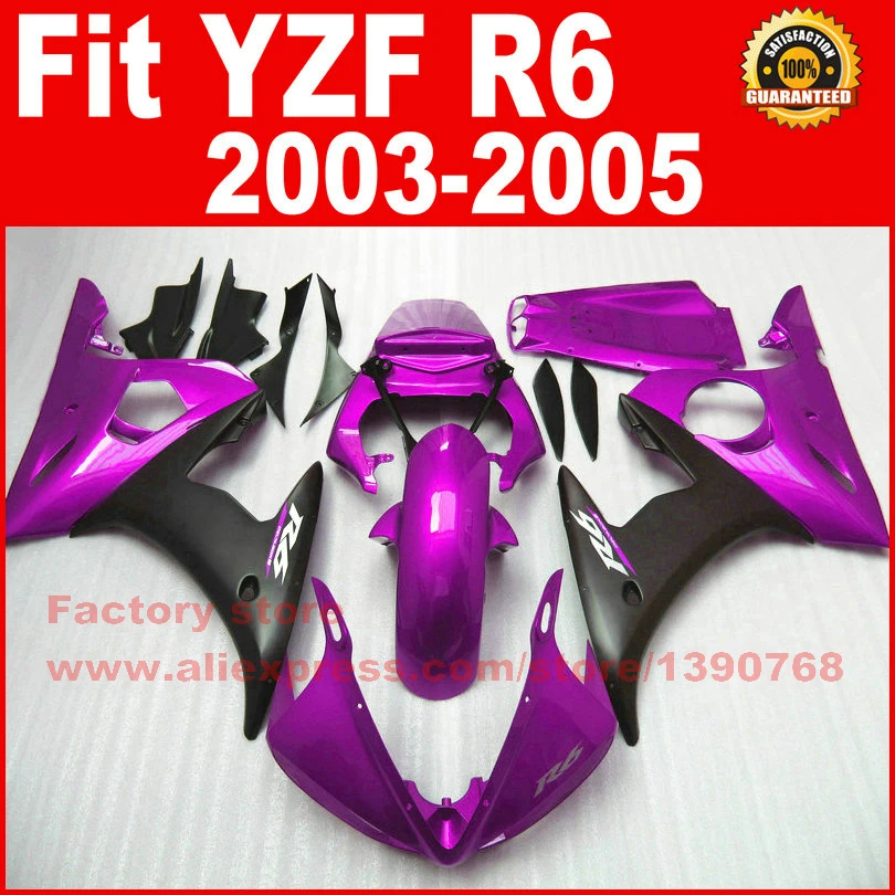 Replace Fairing kits for YAMAHA R6 2003 2004 2005 purple black YZF R6 03 04 05 rebuild motorcycle fairings body set U7C