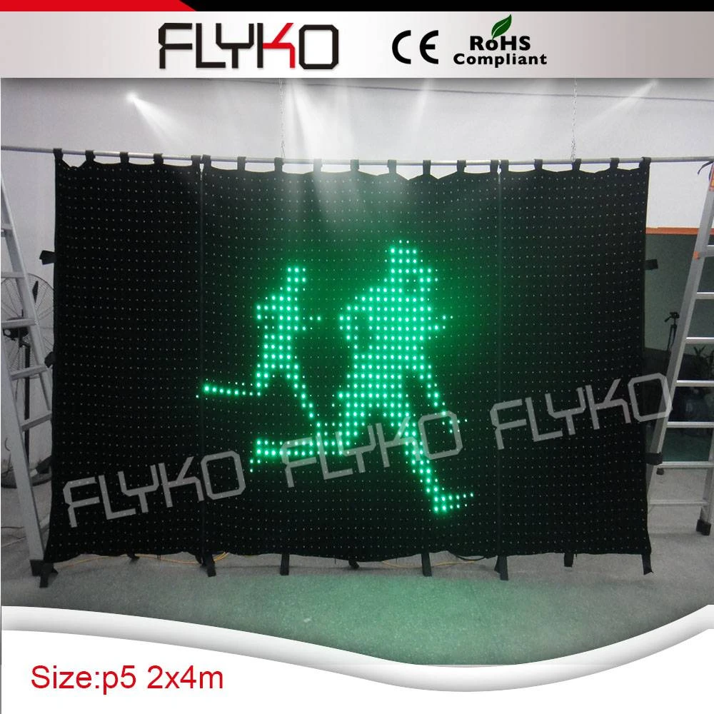 Free Shipping RGB LED fireproof party DJ stage Matrix Video Curtain Backdrop