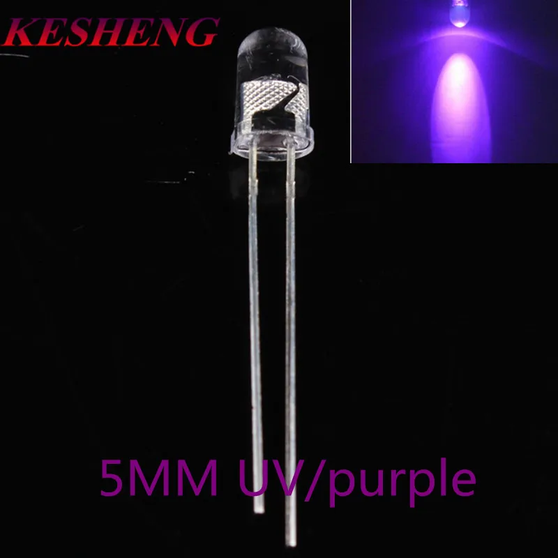 100PCS Super Bright 5mm Round UV/ Purple Led Emitting Diode F5 LED light for DIY lights 4.8mm starw hat  uv purple led