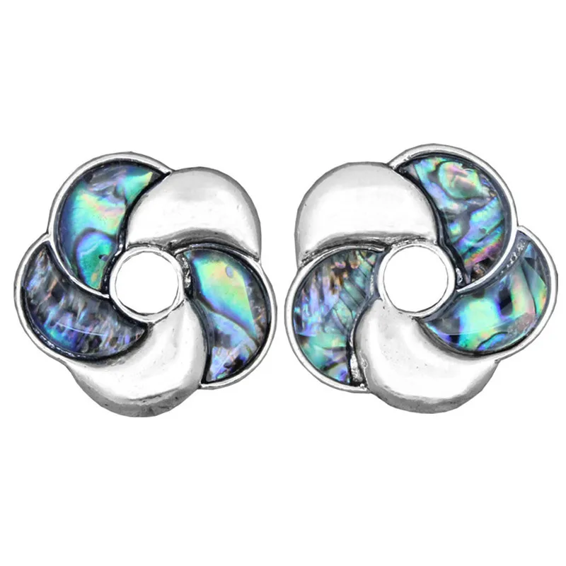 Retro Water Drill Flower Shape Abalone Shellfish Earring Women