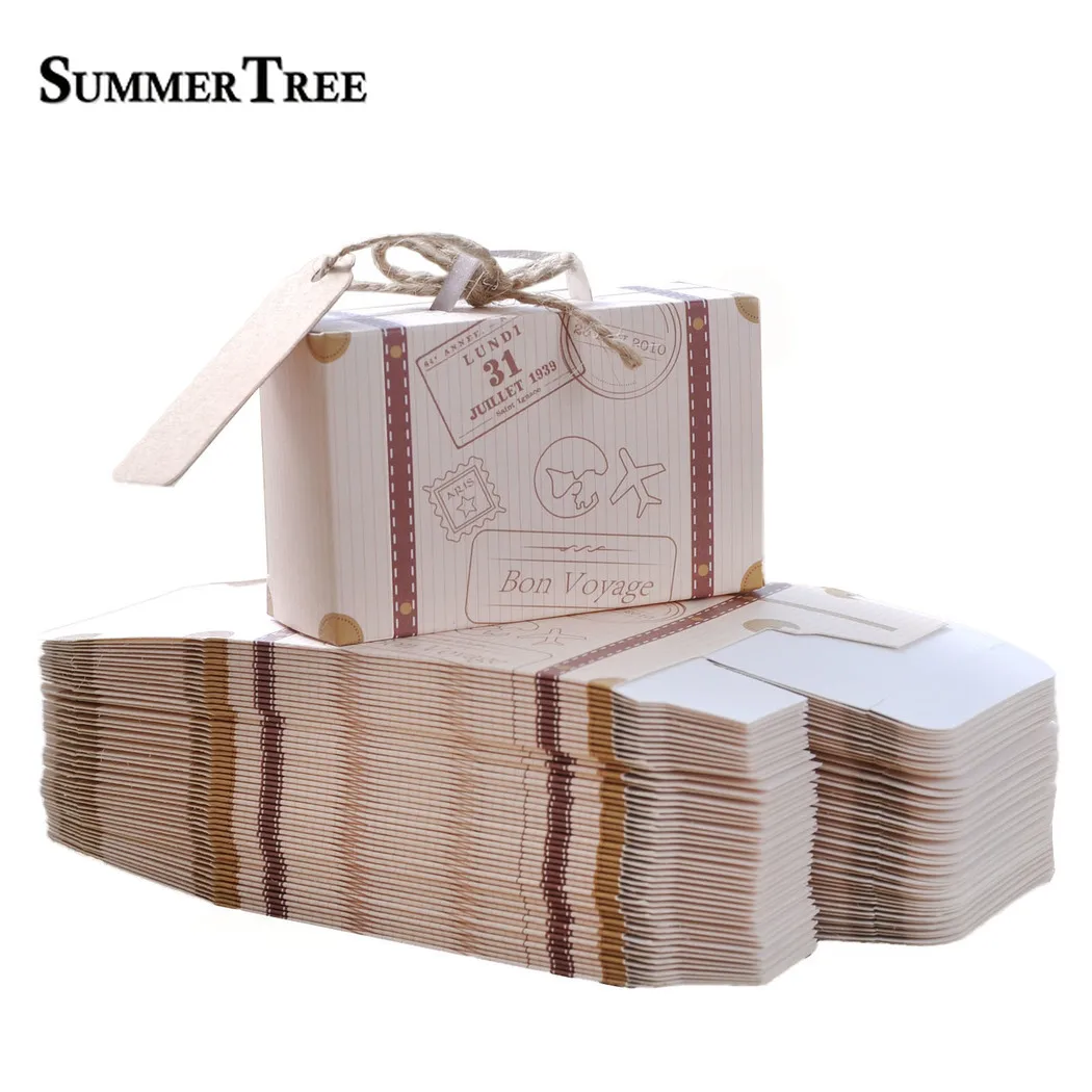 10/50/100PCS Suitcase Candy Box Bonbonniere Wedding Gift Bags Travel Themed Party Favors Birthday Baby Shower Decoration