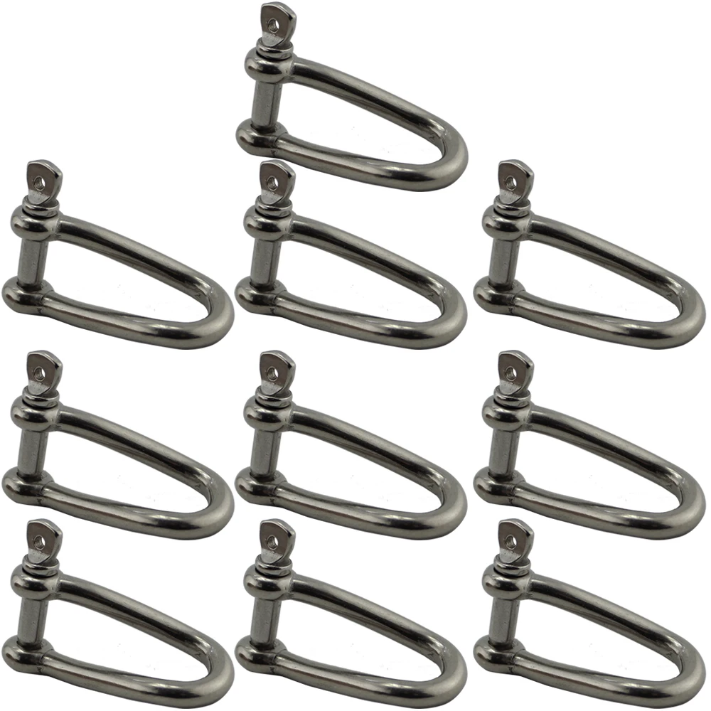 Stainless Screw Pin Marine Twisted shackle Captive Pin 90 Degree Twisted Shackle for Wire Rope Chain Boat Hardware 10pcs 6mm