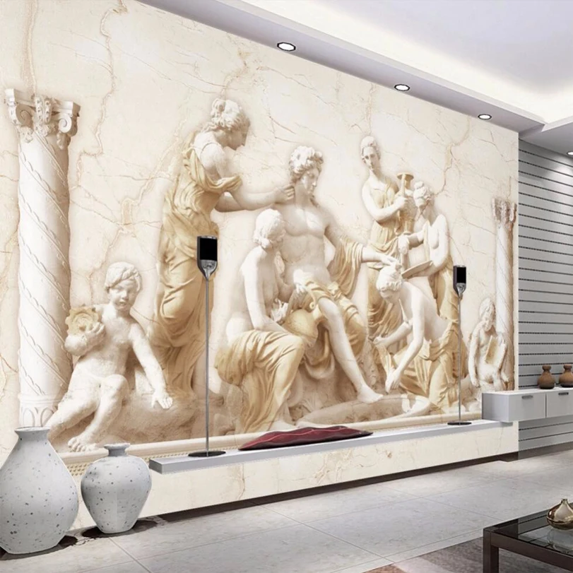 Custom 3D Mural Wallpaper European Style Roman Relief Art Murals Living Room Study Sofa TV Background Photo Wallpaper Home Decor