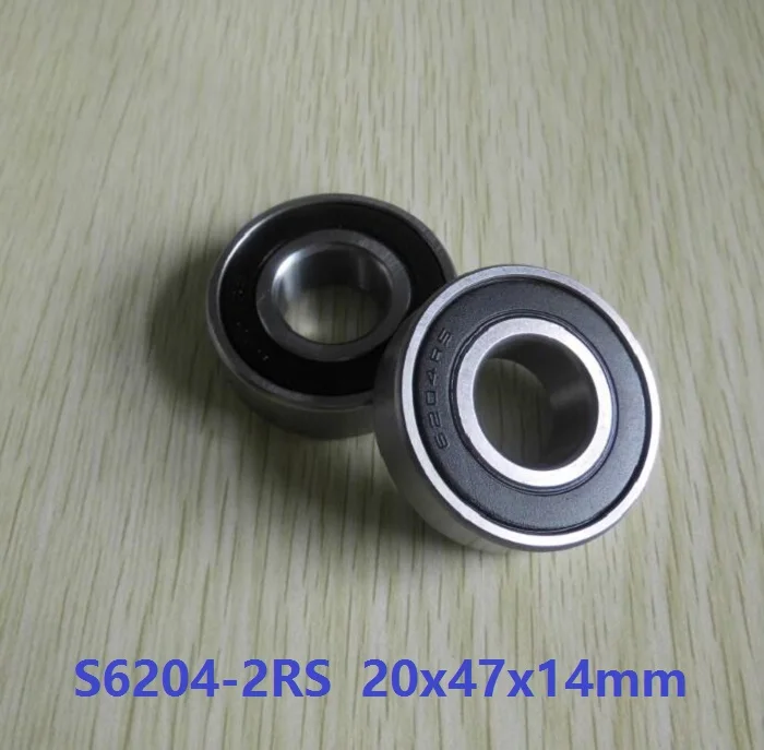 

10pcs/lot ABEC-5 S6204RS S6204-2RS 20*47*14mm Stainless Steel ball bearing Deep Groove Ball bearing 20x47x14mm 6204