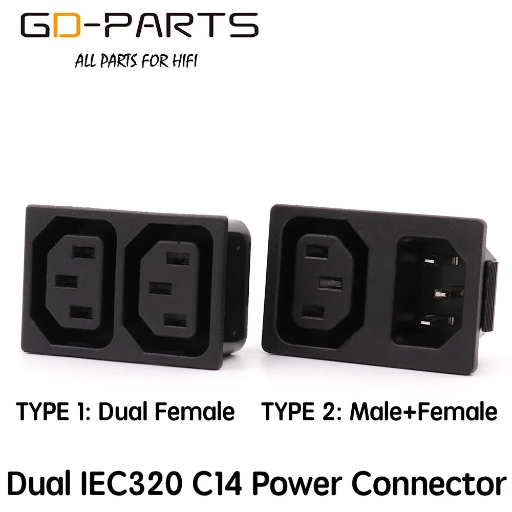 GD-PARTS Dual IEC320 Snap In Power Connector Male Power Plug Female Power Socket Receptacle AC250V 10A CE CCC TUV KC