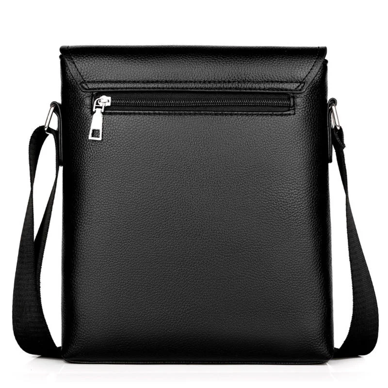 New Business Travel Men\'s PU Solid Color Large Capacity Messenger Bag Classic Design Casual High Quality Messenger Bag