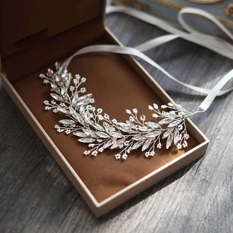 

SLBRIDAL Handmade Silver Color Rhinestones Tree Branch Shaped Wedding Headpieces Hair Vine Bridal Headband Hair accessories