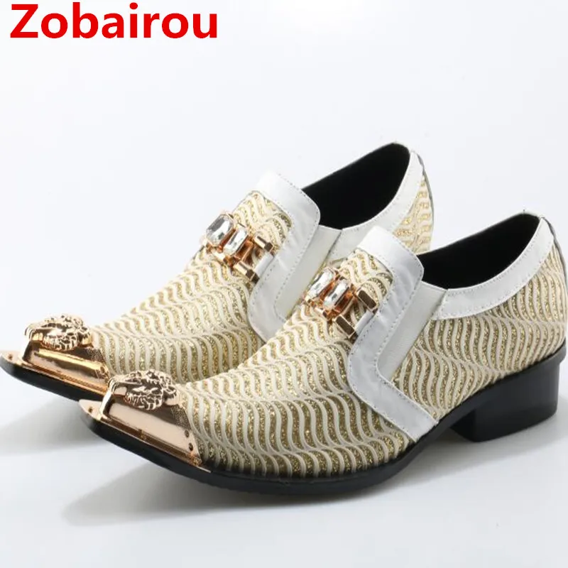 

Zobairou zapatos hombre cystal hidden heel shoes for men slip on black spiked loafers genuine leather sapato social shoes men