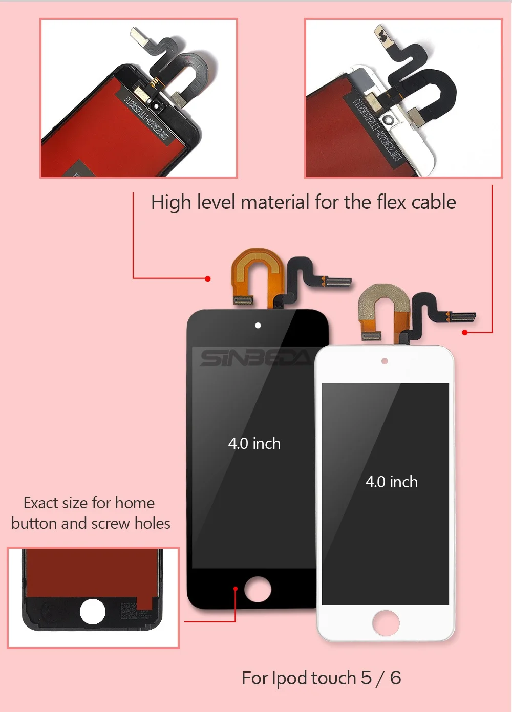 AAAAAA+++++ LCD For iPod Touch 4 5 6  LCD Touch Screen Digitizer Assembly For iPod Touch 5 6 Screen No Dead Pixels