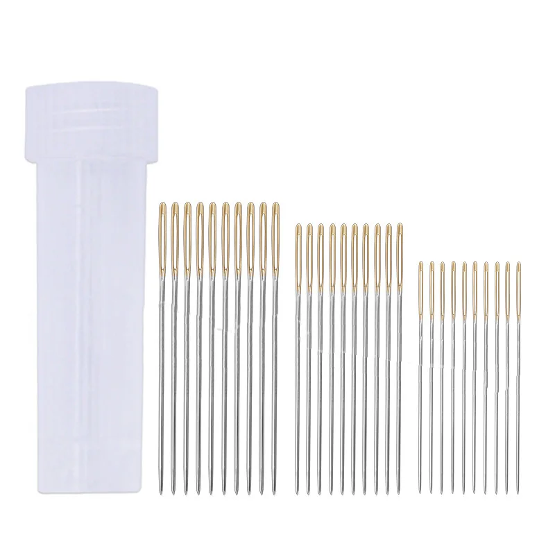 30pcs/Set Large Eye Needles Leather Sewing Needle Gold Needle Embroidery Tapestry Hand Sewing Accessories  22#24#26#