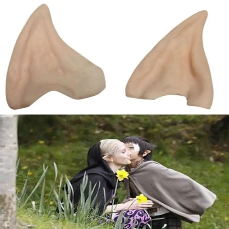 Latex Fairy Pixie Elf Ears Cosplay Accessories LARP Halloween Party Latex Soft Pointed Prosthetic Tips Ear