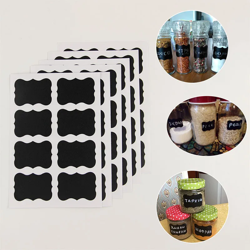 Blackboard Stickers Waterproof Chalkboard Kitchen Spice Label Sticker Home Jars Bottles Tags Blackboard Labels White Marker