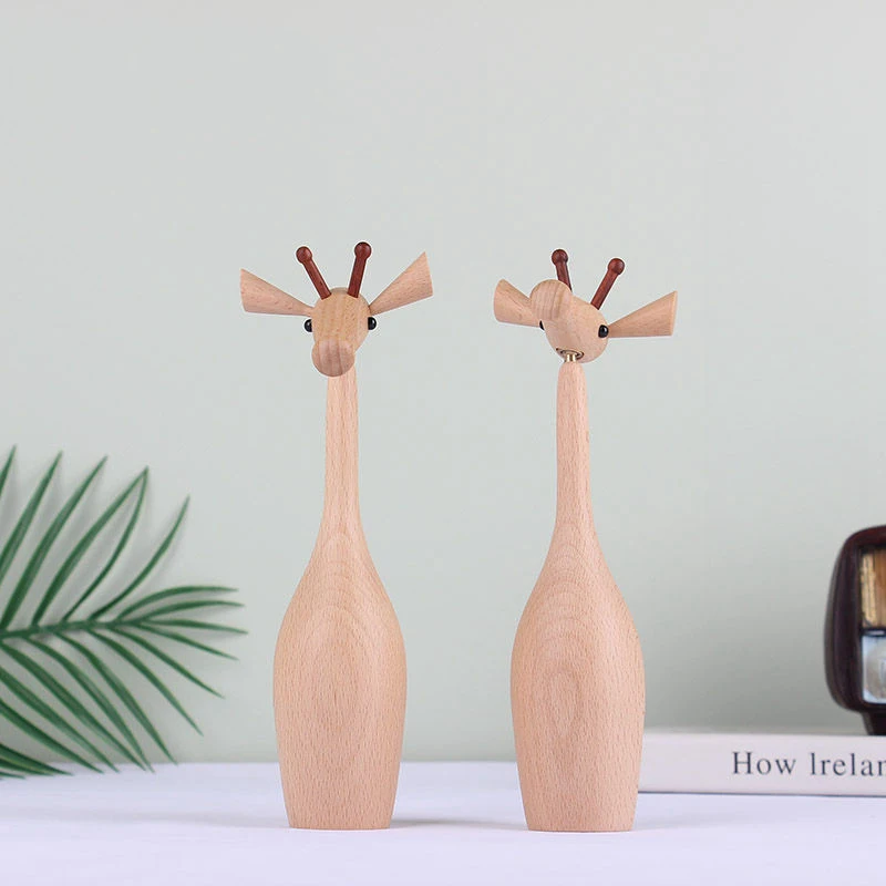 Home Decor Upgraded wooden ornaments giraffe imported beech wood parts can be 360 degrees activity wooden play wooden gifts