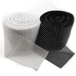 24 Rows 10 Yard 3mm Black/White Rhinestone Mesh Trim (With Rhinestone) ABS Plastic Sew On For DIY Craft Jewelry Decoration