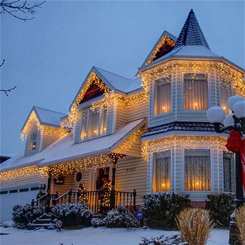 Guirnalda de luces led navideñas para decoración al aire libre, cortina de carámbano con caída de 5m, 0,4-0,6 m, 220V, ue, para jardín, navidad,