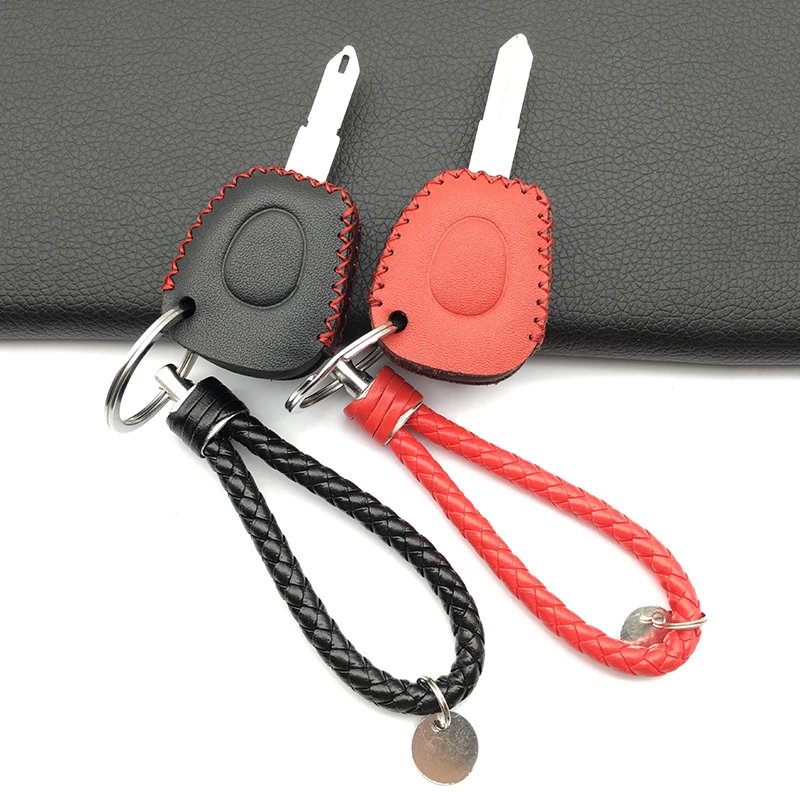 High Quality 100% Leather Car Key Shell Case Cover Holder For Renault Clio Megane Scenic IR Remote Fob 1 Buttons Key Shell