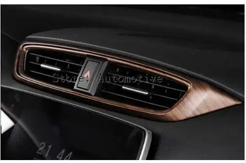 Luxury Wood Chrome For Honda CRV 2017 2018 Car Interior Gear Panel Decorative Frame Cover Trims Car Styling Auto Accessories