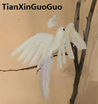 

white feathers Phoenix bird hard model prop spreading wings bird about 25x30cm handicraft home garden decoration s1852