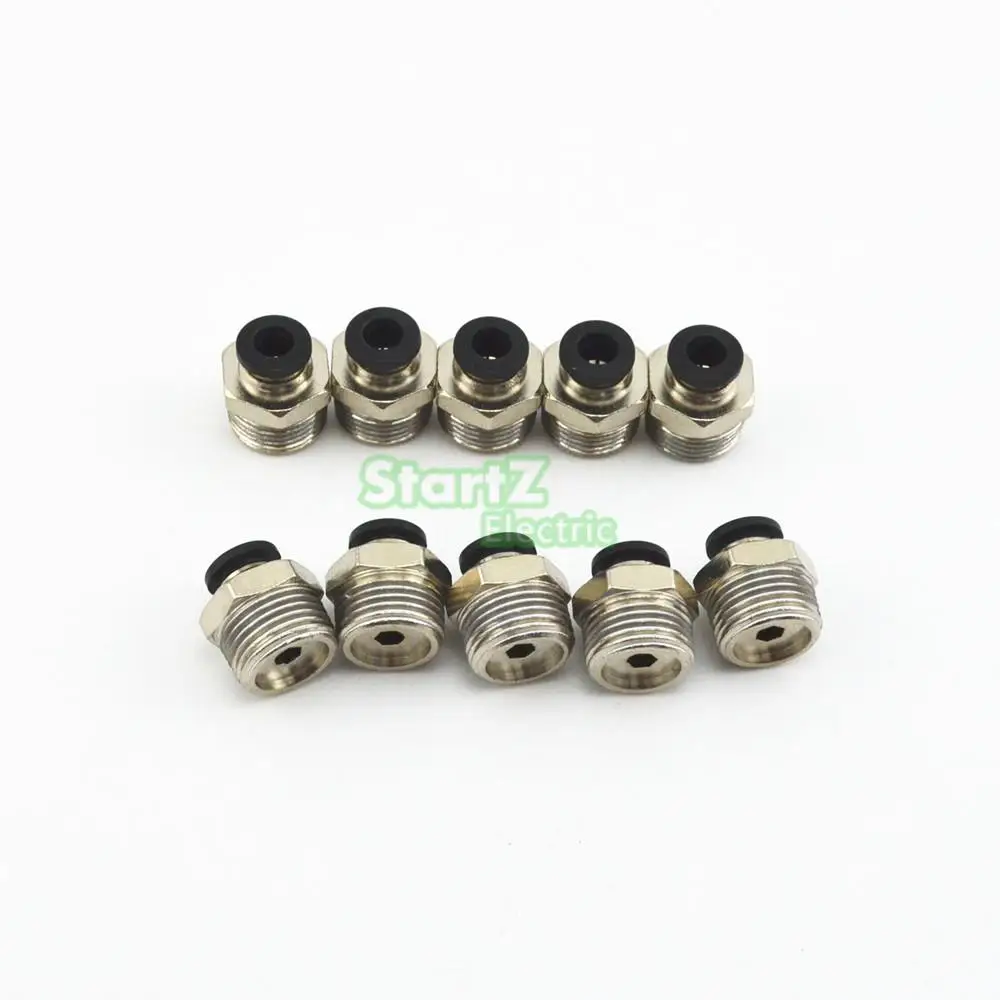 10PcsHigh quality 8mm to 3/8'' Thread Male Straight Pneumatic Tube Push In Quick Connect Fittings Pipe