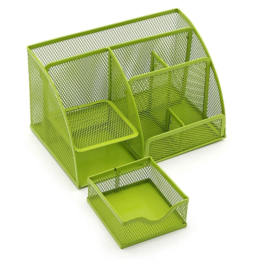 Imagem -05 - Organizador de Mesa de Malha -- Suporte de Lápis de Mesa para Escritório Casa com Compartimentos Verde