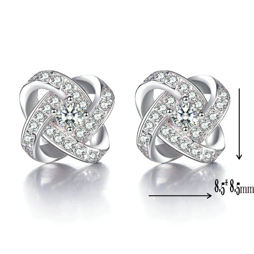 New Arrival Silver Color Round Zircon Stud Earrings Women boucle d'oreille earings brincos orecchini jewelry