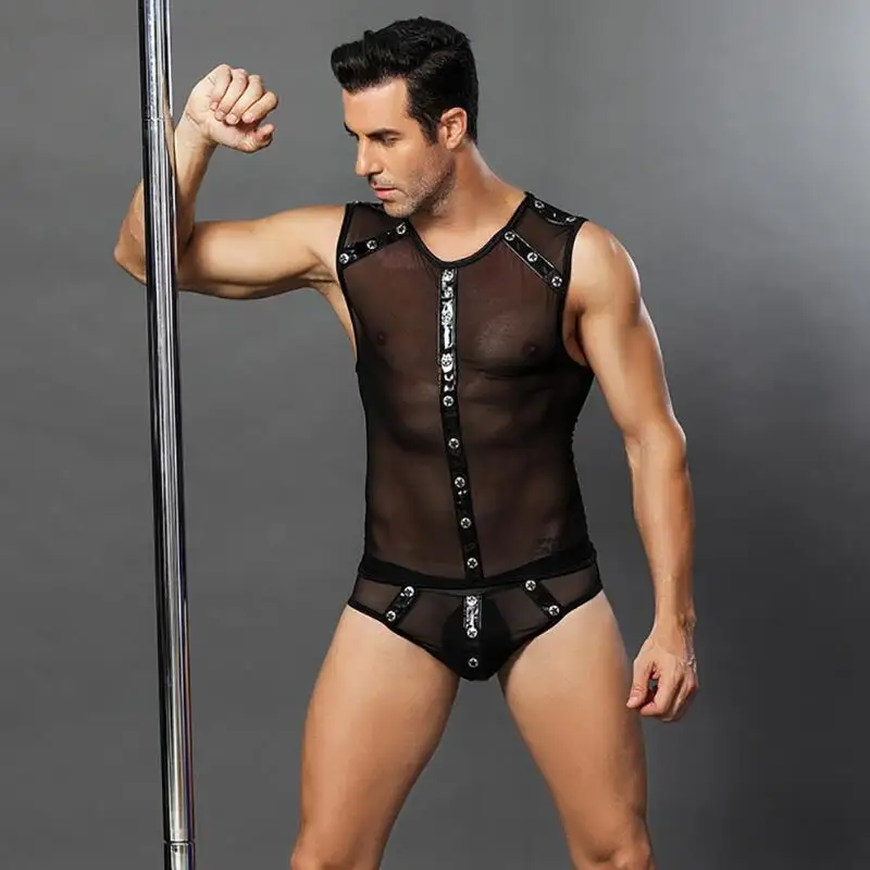 Sexy man net yarn transparent exotic costume for gay man