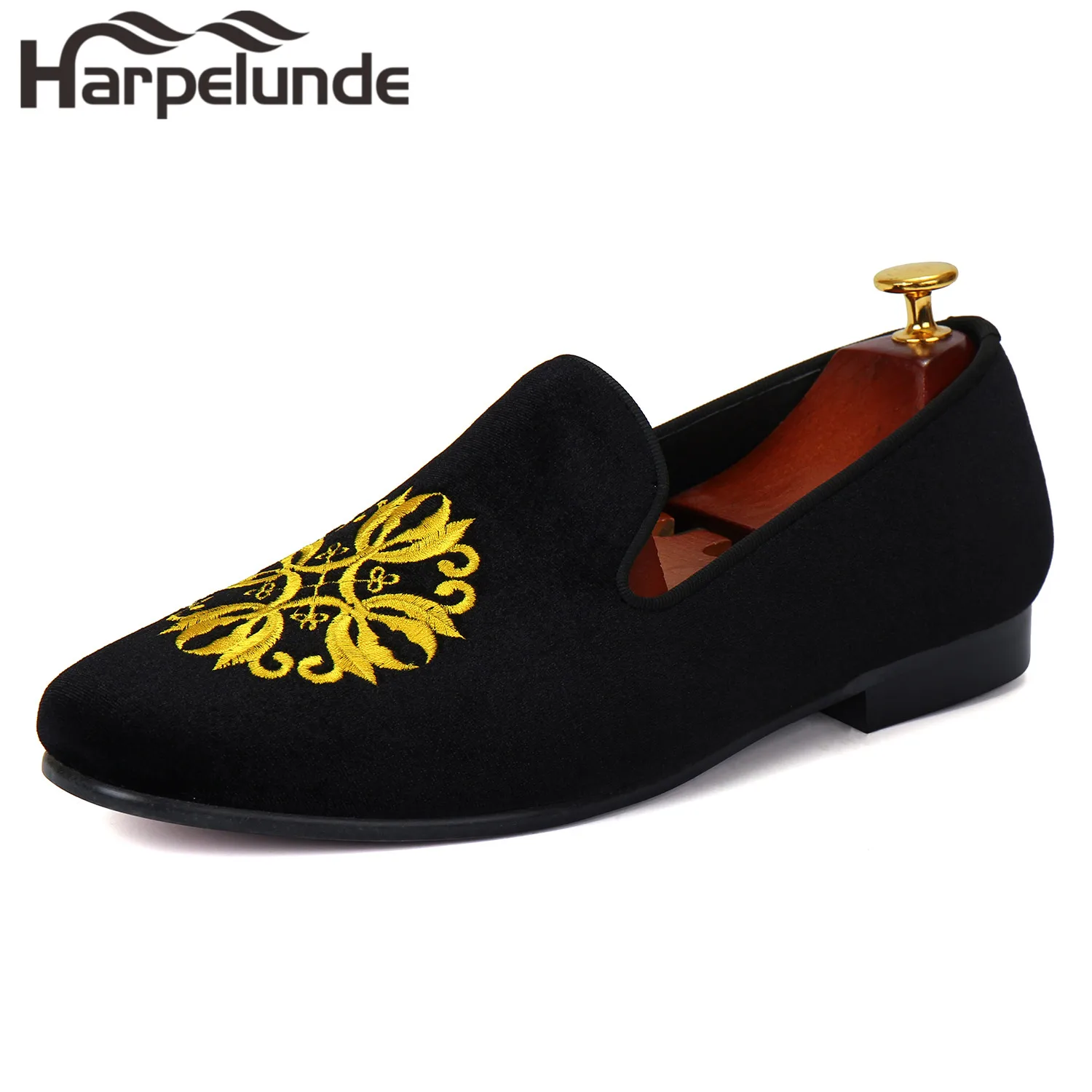 

Harpelunde Embroidery Men Velvet Loafer Shoes Handmade Flats Size 8-12