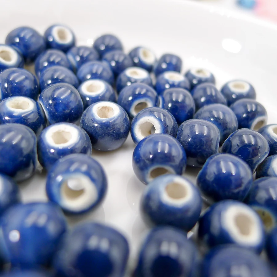 8# 100pcs Jingdezhen Ceramic Beads  For Necklace Making Ceramics Porcelain Bead For Jewelry Making 8mm  Beads #A413C